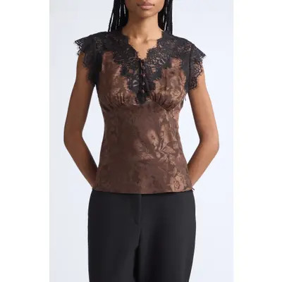 Veronica Beard Pascaline Floral Print Top in Espresso at Nordstrom, Size 2 | Nordstrom