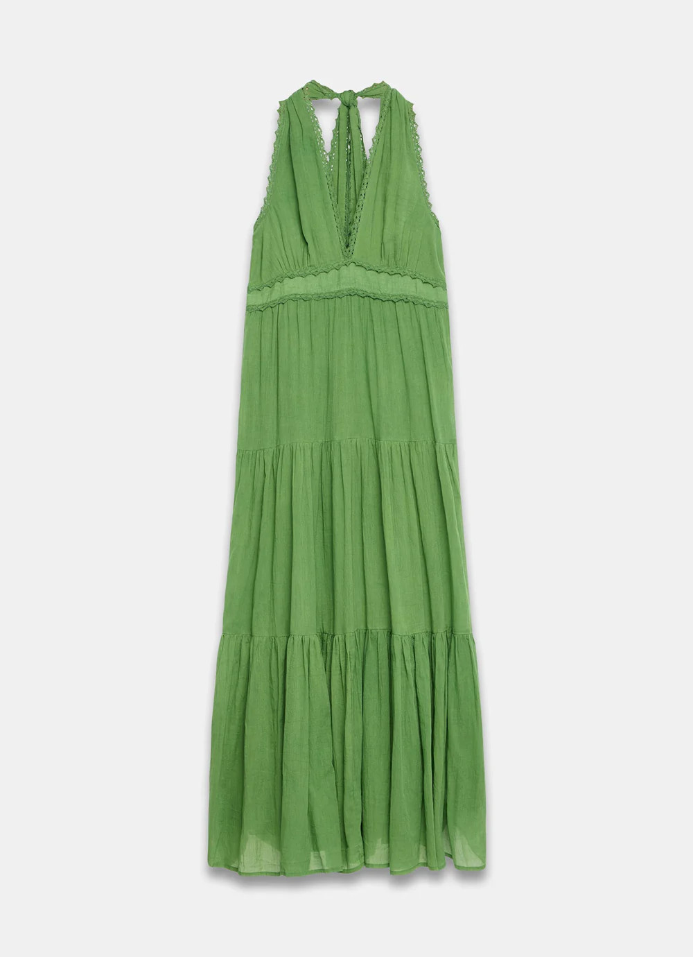 Green Cotton Halter Maxi Dress | Mint Velvet