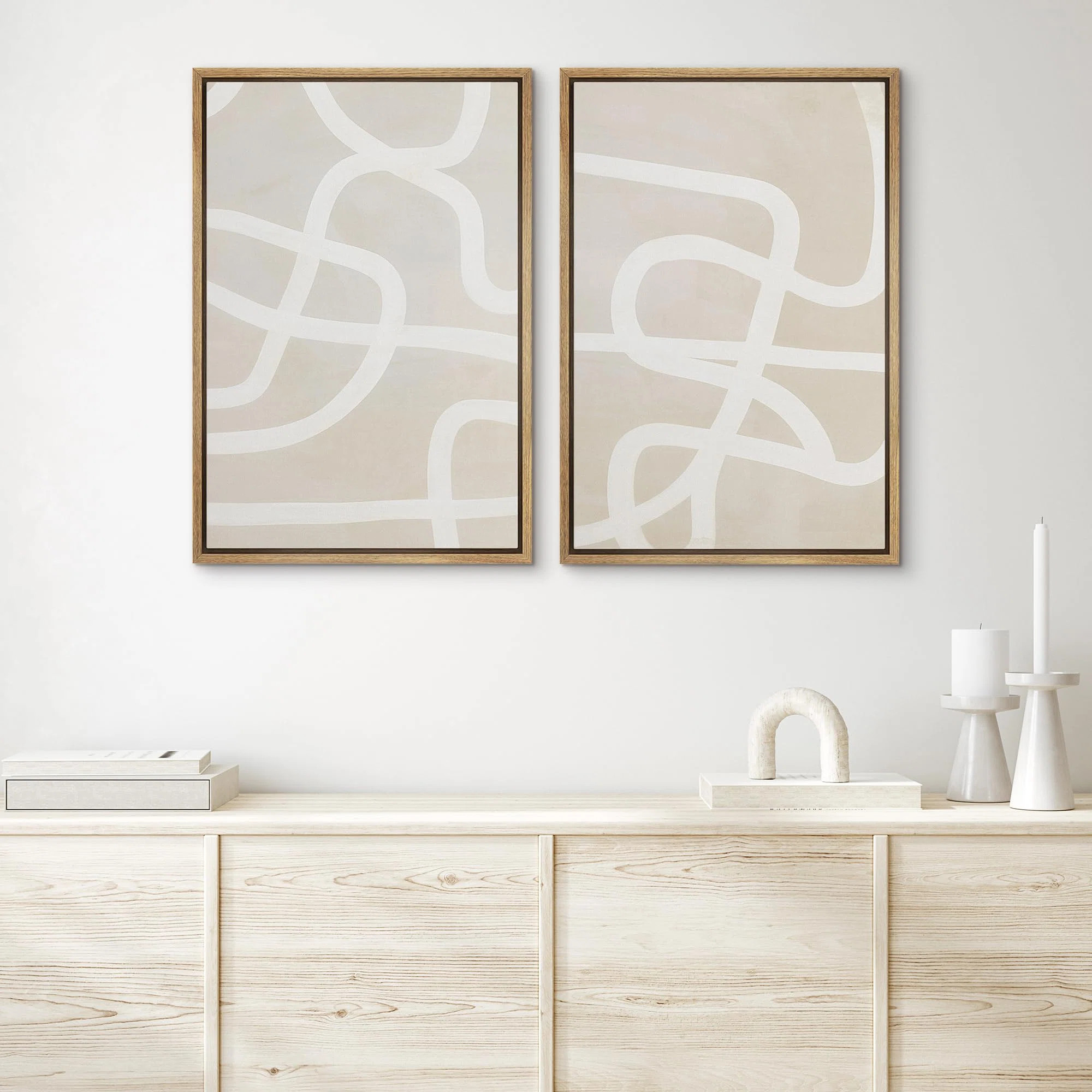 wall26 Mid-Century Beige White Geometric Spiral Ring Paint Strokes Shapes Modern Art Wall Decor A... | Wayfair North America