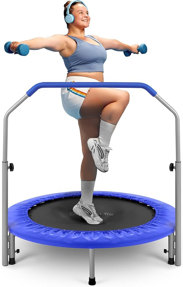 SereneLife 40" Foldable Mini Trampoline for Adults - Compact Fitness Rebounder with Adjustable Fo... | Amazon (US)