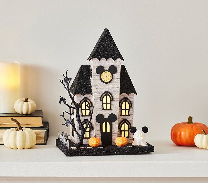 Disney Mickey Mouse Halloween Light-Up Mantel Village | Pottery Barn Kids