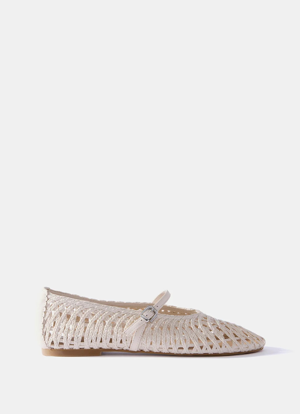 Lily Cream Woven Ballet Flat Pumps | Mint Velvet