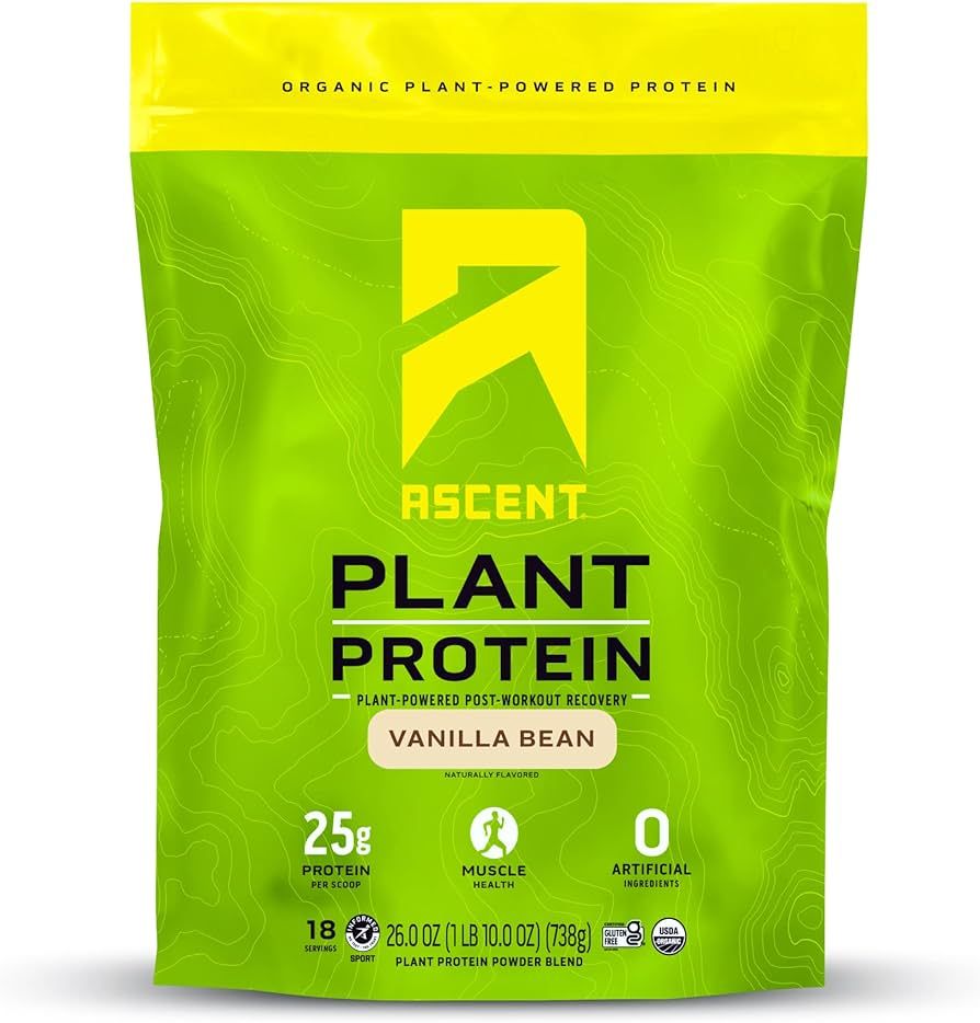Ascent Plant Based Protein Powder - Non Dairy Vegan Protein, Zero Artificial Ingredients, Soy & G... | Amazon (US)