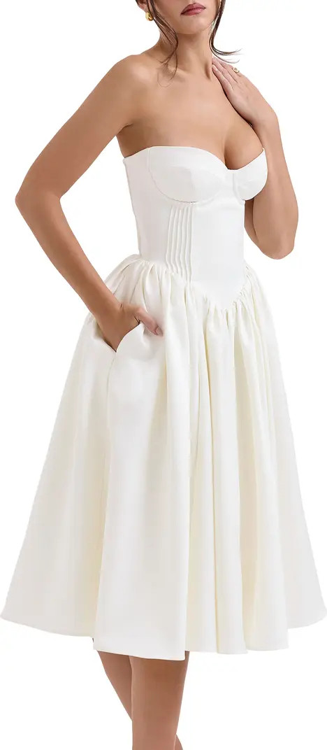 HOUSE OF CB Coco Strapless Midi Dress | Nordstrom | Nordstrom