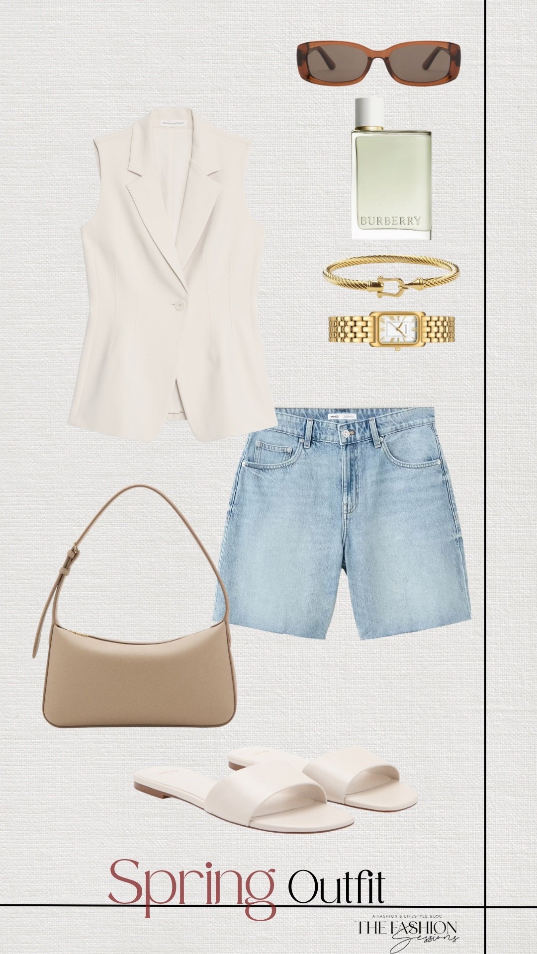 Spring Outfit | Cream Vest | Denim Shorts | Mango Shoulder Bag | Mango Shorts | 

#LTKSeasonal #LTKgrwm #LTKootd