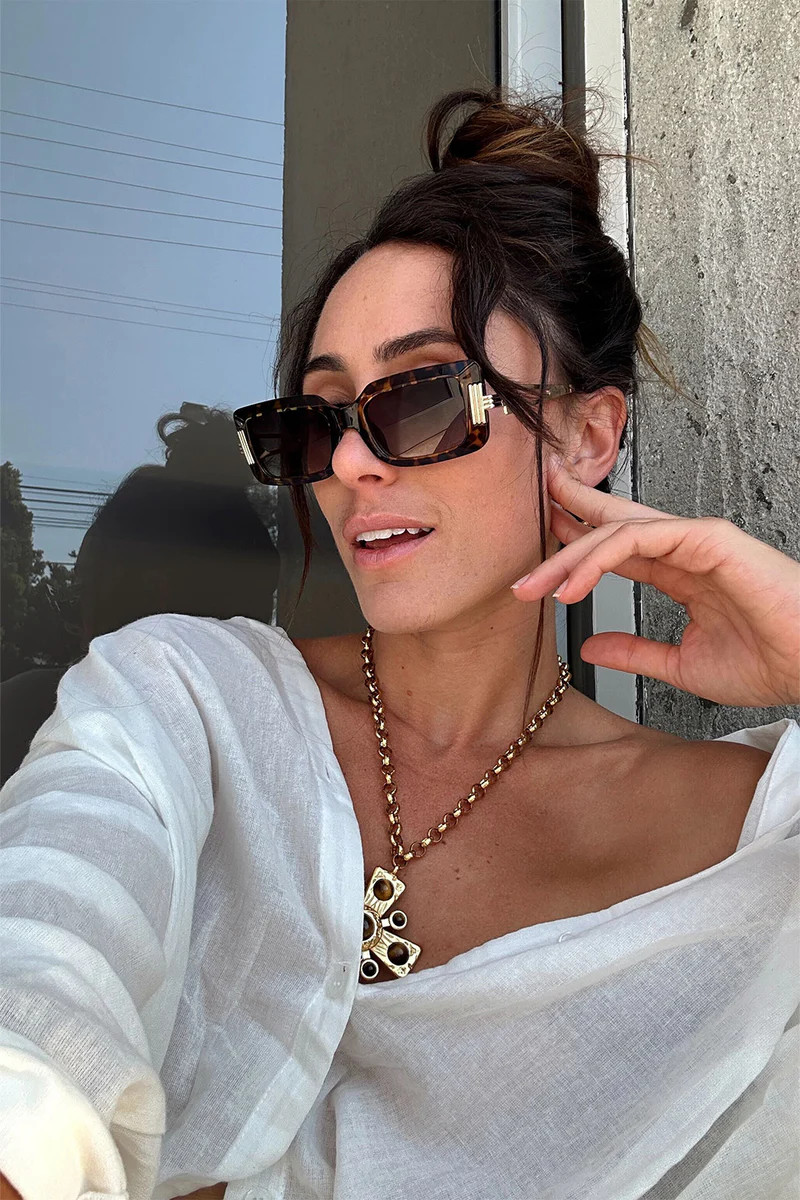 Bruna Tortoise Rectangular Framed Sunglasses | 12th Tribe