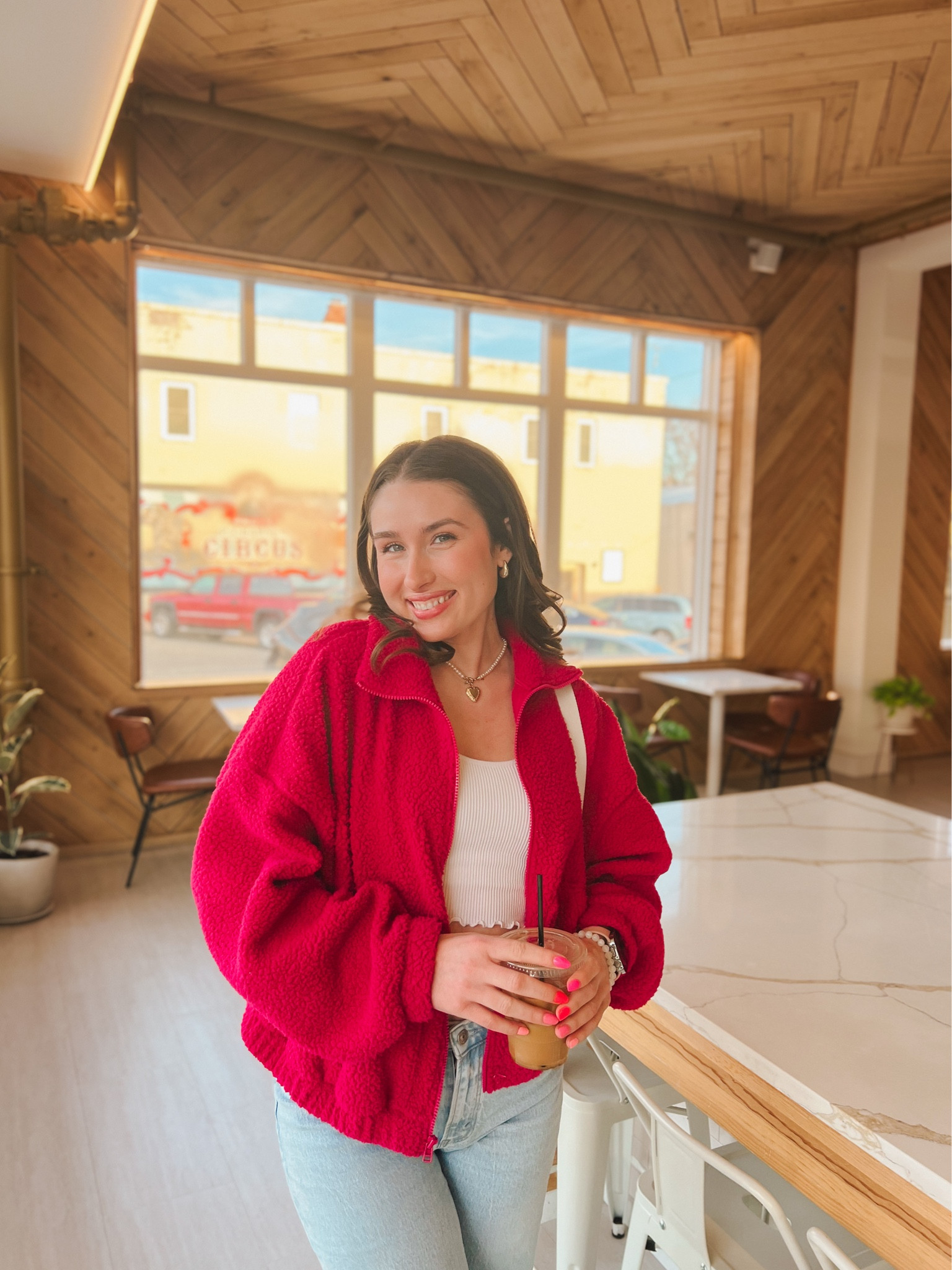 pink spring coffee shop outfit 🎀

Old Navy oversized full-zip Sherpa pullover in pink! soo cozy and has been perfect as a transitional piece 

Abercrombie curve love 90s high waisted relaxed jeans size 26L in light

Francesca’s gold and pearl heart locket! actually opens & and I cannot wait to add some cute pictures 

PAVOI 14K gold plated teardrop check hoops earrings are perfect for my sensitive ears & are comfortable for all day!

Beetles gel nail polish set in pink flamingo 🦩 💅

e.l.f glow reviver lip oil is my fav! I wear them everyday & have every color! This is the shade rose envy 💕

#LTKSpringSale #LTKbeauty #LTKsalealert