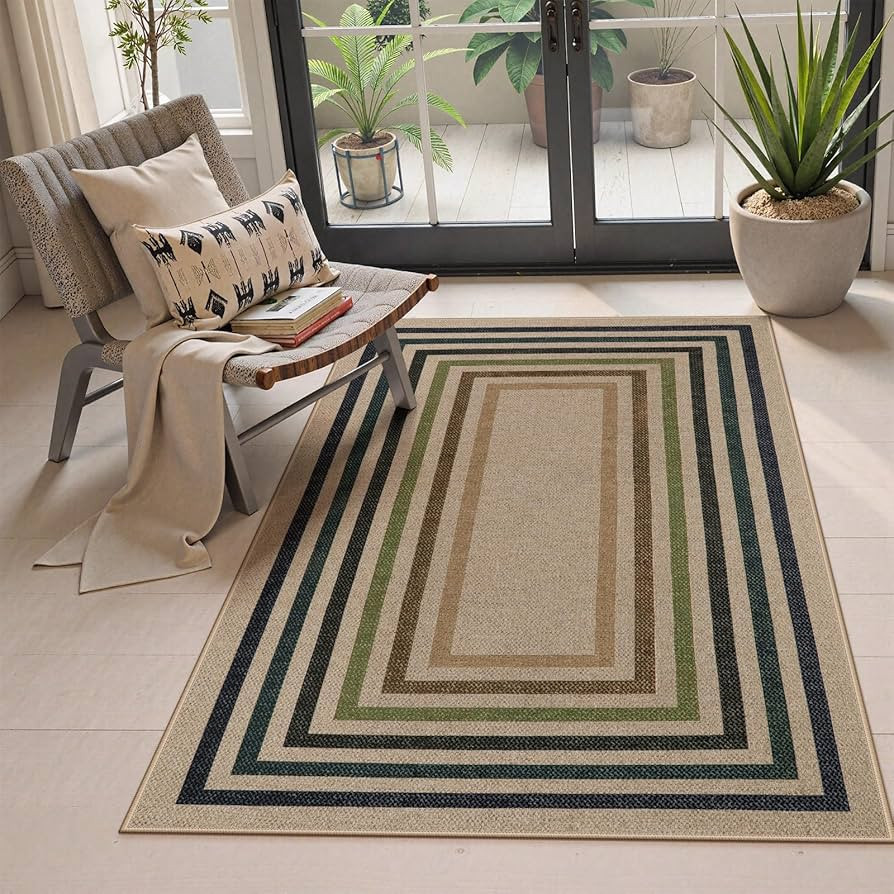 Lahome Modern Geometric Easy Jute Entryway Rug, 3x5 Washable Farmhouse Kitchen Rugs for Bedroom, ... | Amazon (US)