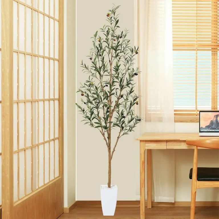 6FT Tall Artificial Olive Tree with 9'' White Taper Planter | Walmart (US)