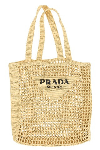 Prada Crochet Tote Bag in Tan | FWRD 