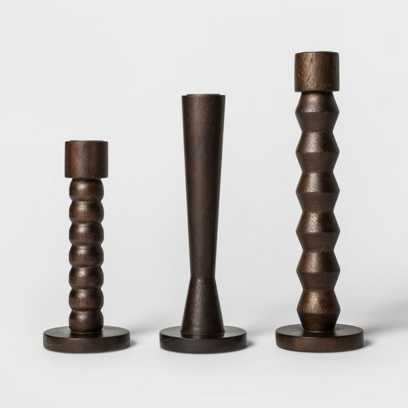 Wooden Candle Holder Set of 3 - Dark Brown - Project 62™ | Target