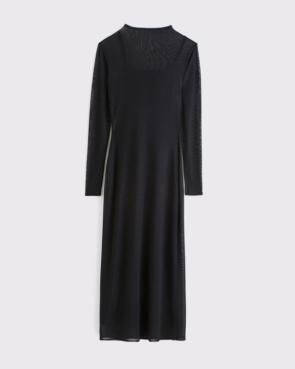 Women's Long-Sleeve Rhinestone Mesh Maxi Dress | Women's Dresses & Jumpsuits | Abercrombie.com | Abercrombie & Fitch (US)
