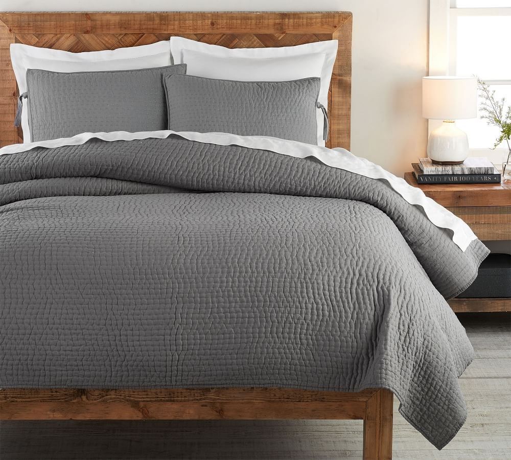 Pick-Stitch Handcrafted Cotton/Linen Quilt & Shams | Pottery Barn (US)
