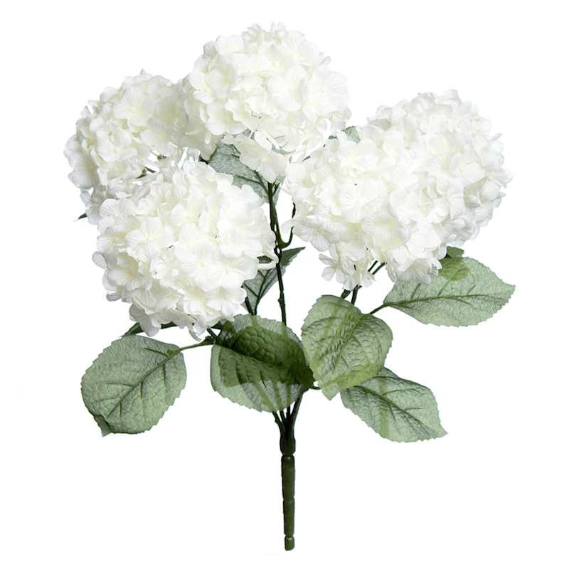 5-Head White Hydrangea Bush, 18" | At Home