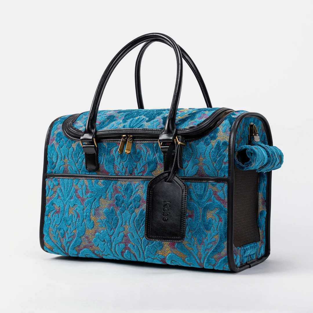 Personalized Travel Dog Carrier-pet Bag -carry on Dog Bag-travel Cat Carrier-burnout Velvet Aqua ... | Etsy (US)