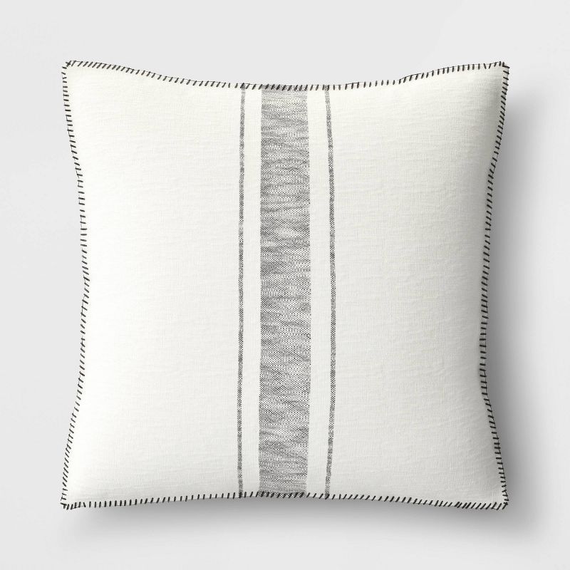 Oversized Placed Striped Square Throw Pillow Cream/Black - Threshold™ | Target