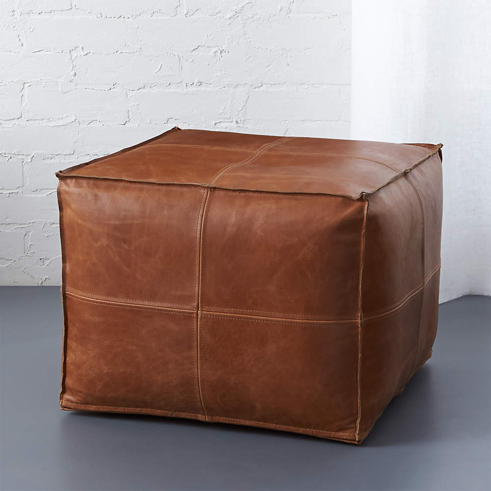 Leather Black Pouf + Reviews | CB2 | CB2