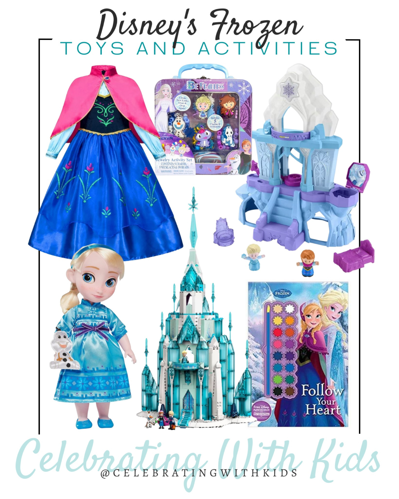 Disney Frozen toys include Elsa doll, Elsa’s ice castle LEGO set, Little People Frozen set, Frozen jewelry making set, Frozen Anna dress up outfit, and Disney Frozen paintbox book.

Disney’s Frozen toys, kids toys, kids activities, preschooler toys, girls toys, girls activities 

#LTKkids #LTKfamily #LTKunder50