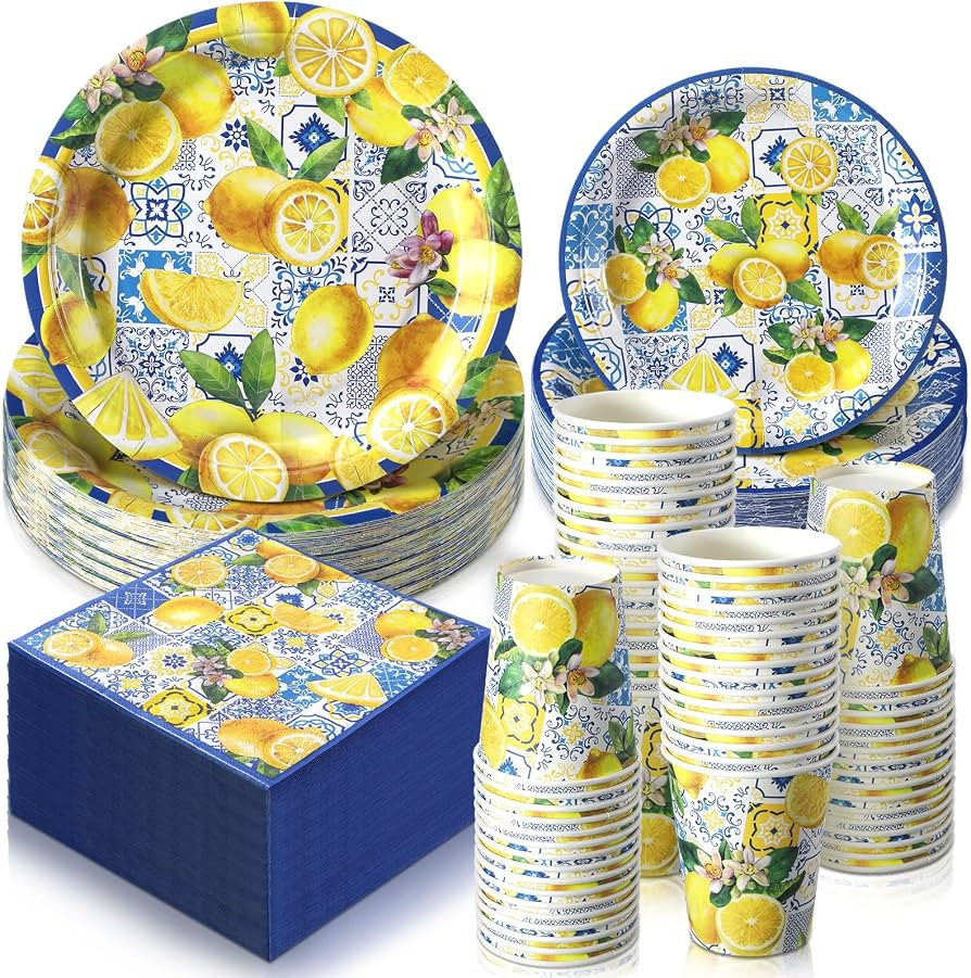 Hsei 250 Pcs Capri Lemon Plates and Napkins Party Decorations Disposable Tableware Sets Festival ... | Amazon (US)