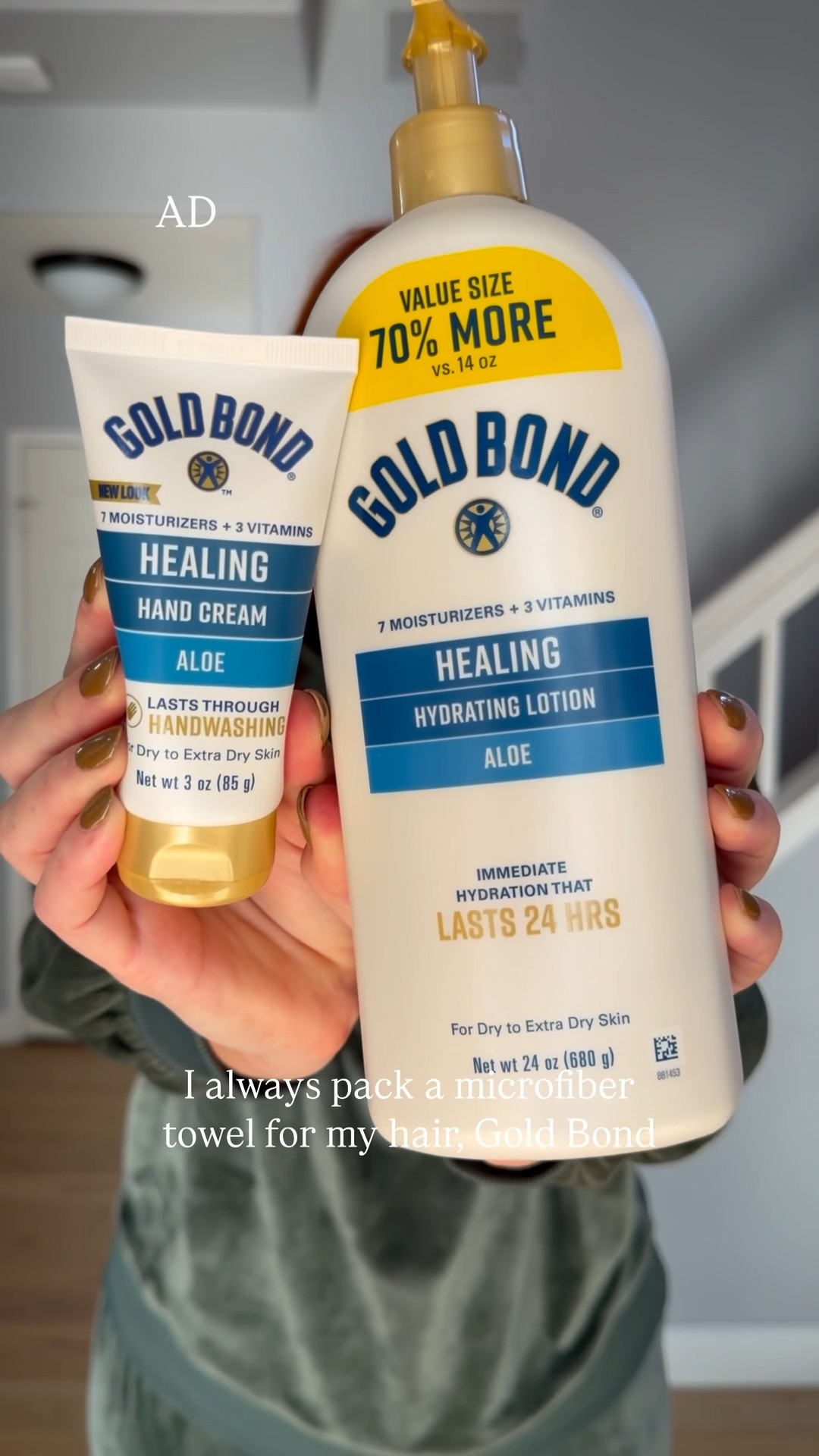 #GoldBondPartner #ad Because at this age......we don’t do uncomfortable travel!

There are certain things I must must must pack on every trip because.....I like what I like and I
said what I said.

During winter and race trips, I bring my own lotion. Yes, seriously. Because the dehydration
and weather does a number on my skin.

Current fav? Gold Bond Healing Lotion.....it’s fragrance free, non-greasy, dermatologist tested
AND has aloe (so it seriously hydrates and soothes). I pack the larger Gold Bond Healing Aloe
Hand and Body Lotion in my checked bag and the Gold Bond Ultimate Healing Hand Cream?

In my carry on (the one that goes under my seat for use during flights).
You’re welcome.
#GoldBond #TargetPartner #Target @goldbond @target

#LTKOver40 #LTKselfcare #LTKBeauty