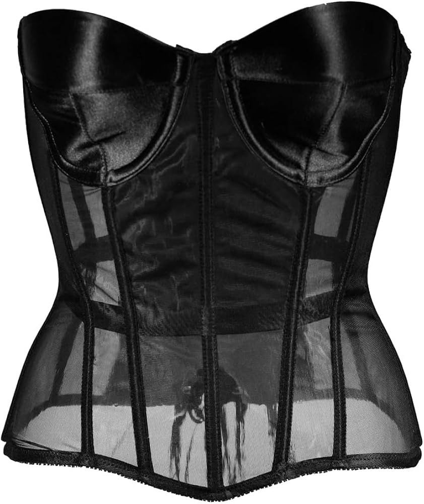 Women'S Hollow Out Support Mesh Strapless Soiree Convertible Corset Bustier Bra To Support And Ca... | Amazon (US)
