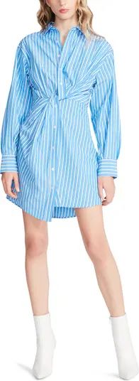 Steve Madden Nadia Stripe Twist Front Long Sleeve Shirtdress | Nordstrom | Nordstrom