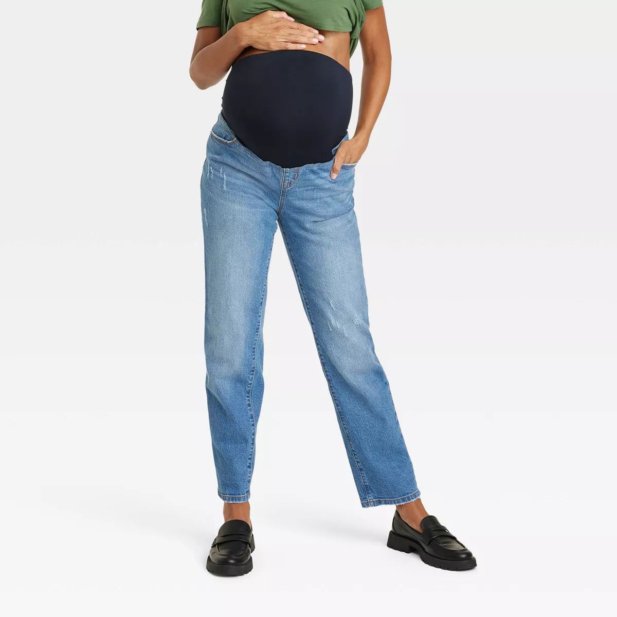 Over Belly 90's Straight Maternity Jeans - Isabel Maternity by Ingrid & Isabel™ Medium Wash 10 | Target