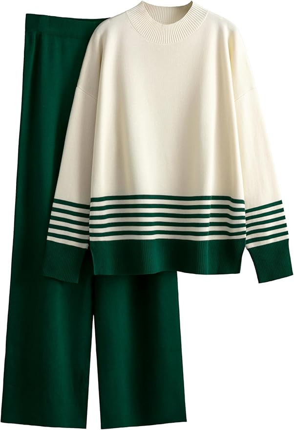 Tanming Women's Lounge Sets 2 Piece Outfits Knitted Pullover Sweater Tops Wide Leg Pants Tracksui... | Amazon (US)