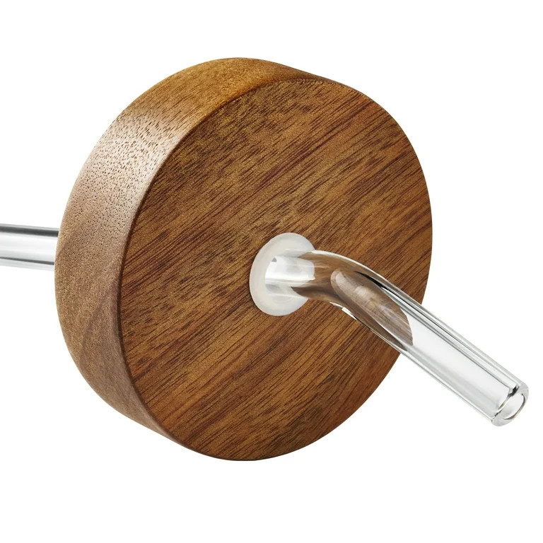 The Pioneer Woman Glass Channing 32-Ounce Tumbler with Wood Lid , Clear | Walmart (US)