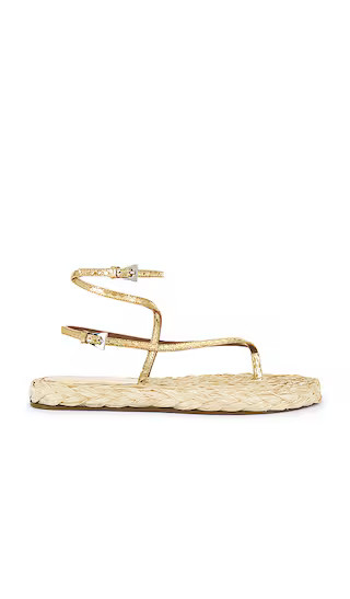 Hydra Flat Sandal in Gold & Naturale | Revolve Clothing (Global)