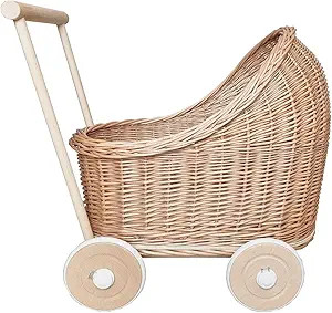 Natural Rattan Doll Stroller - Hand Made in Europe - Fits 17" Dolls & Plush Toys - Wicker Doll Pr... | Amazon (US)