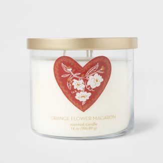 14oz Valentine's Day Candle Flower Macron Orange - Threshold™ | Target