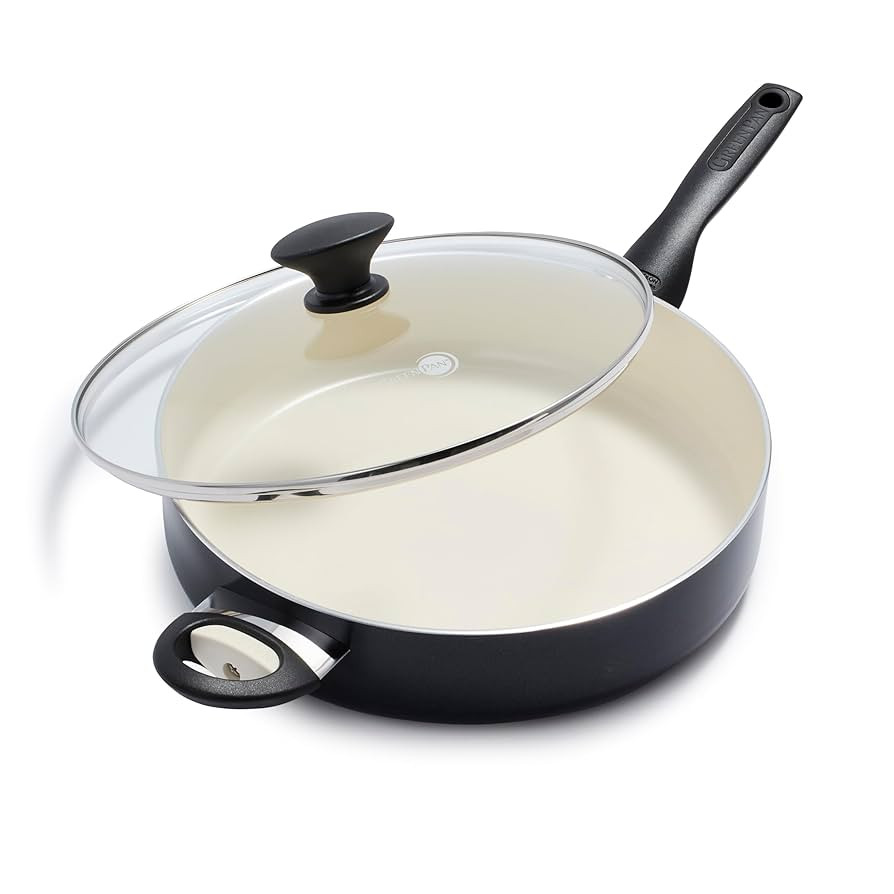 GreenPan Rio Healthy Ceramic Nonstick 5QT Saute Pan Jumbo Cooker with Helper Handle and Lid, PFAS... | Amazon (US)