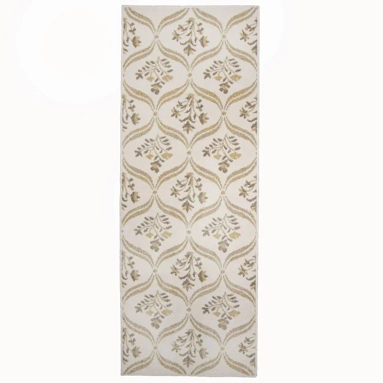 My Texas House Willow 2'7" x 7' White Floral Indoor Runner Rug | Walmart (US)