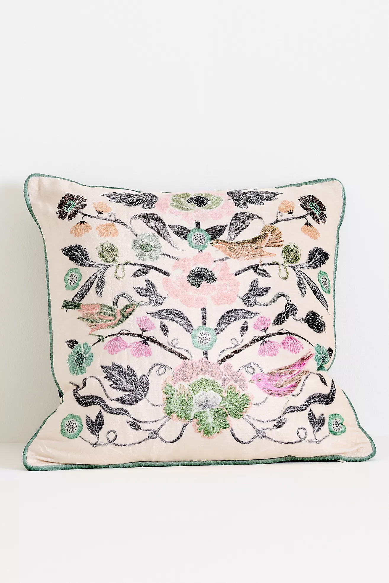 Claudette Cotton Velvet Printed Floral Pillow | Anthropologie (US)