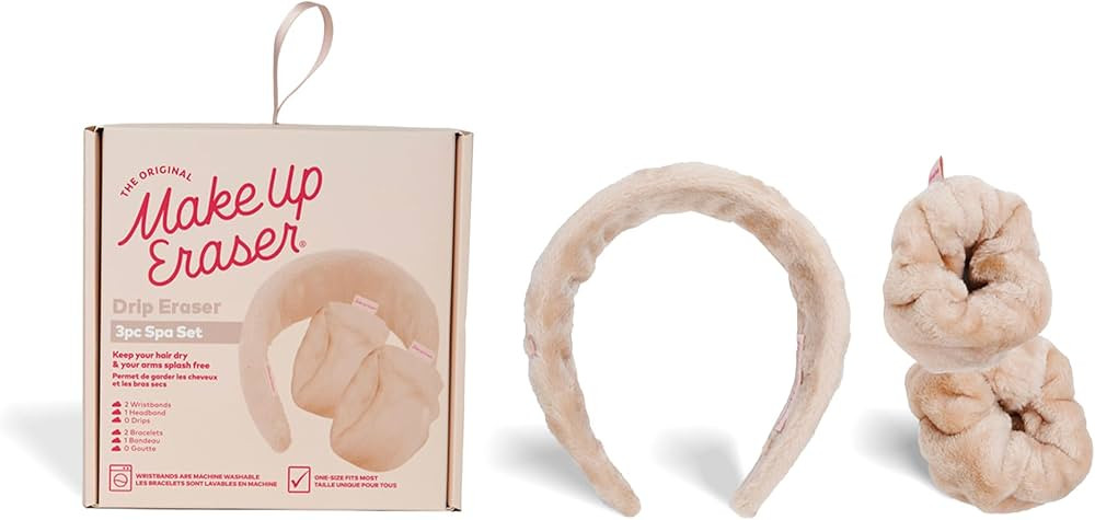 MakeUp Eraser Drip Eraser by The Original, Absorbent Headband and Wristbands Collect Water During... | Amazon (US)