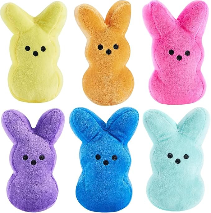 6PCS Easter Bunny Plush Toys,Easter Basket Stuffers Toys for Kids,Cute Easter Bunny Stuffed Anima... | Amazon (US)