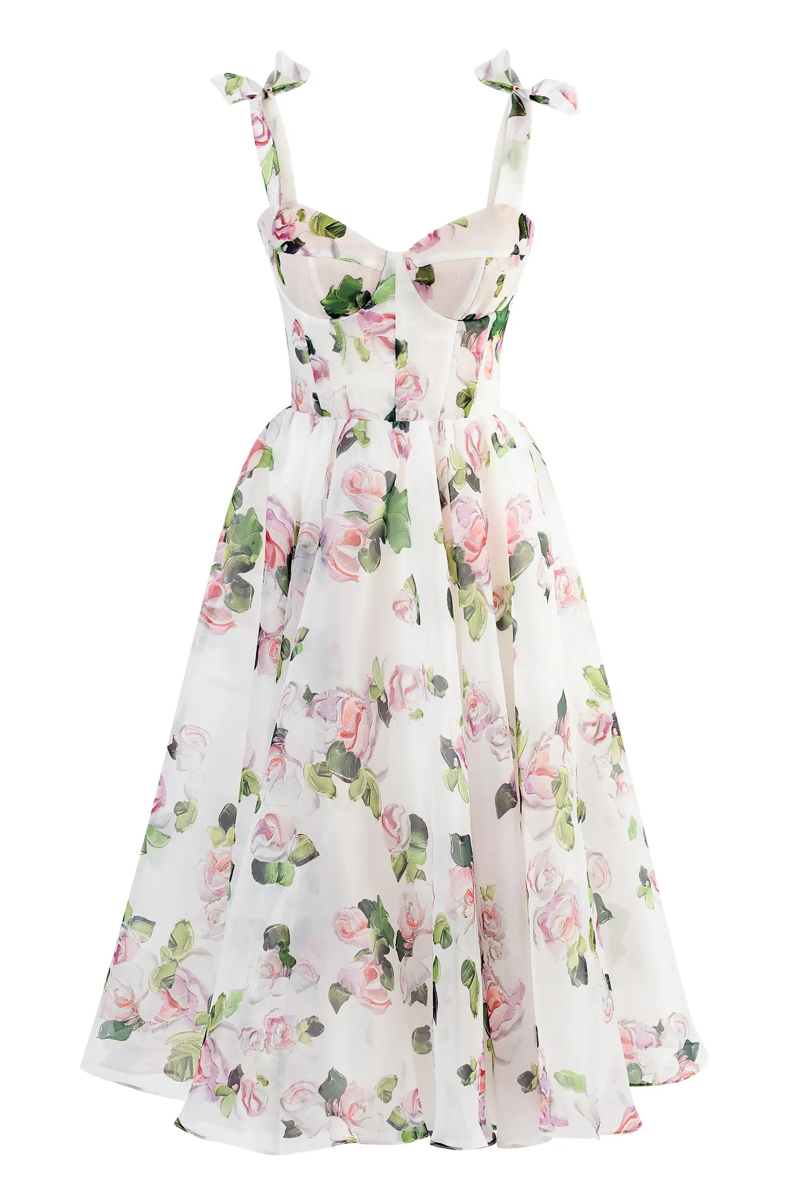 Tender Floral Midi Tie-Strap Dress | Nordstrom
