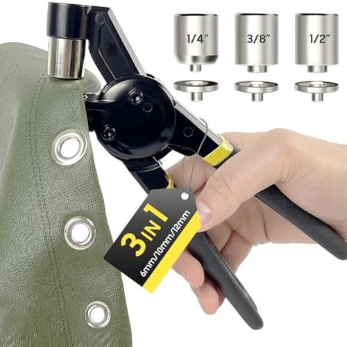 Grommet Tool Kit 1/2 1/4 3/8 Multi-Size Hole Punch, 608 Pcs Heavy Duty Grommets Tool Kit, Eyelets... | Amazon (US)