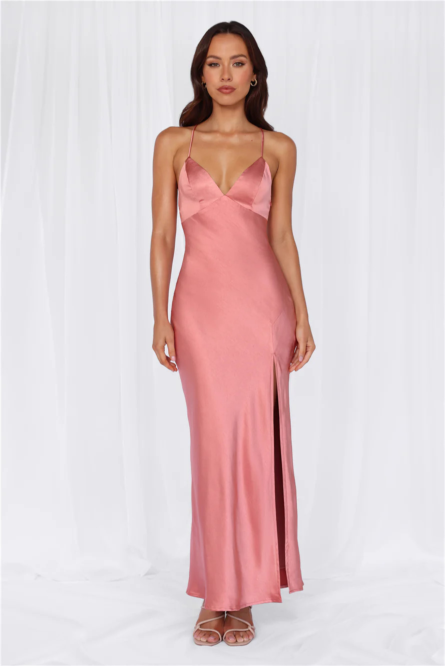 HELLO MOLLY The Sophia Satin Maxi Dress Rose | Hello Molly (AU)