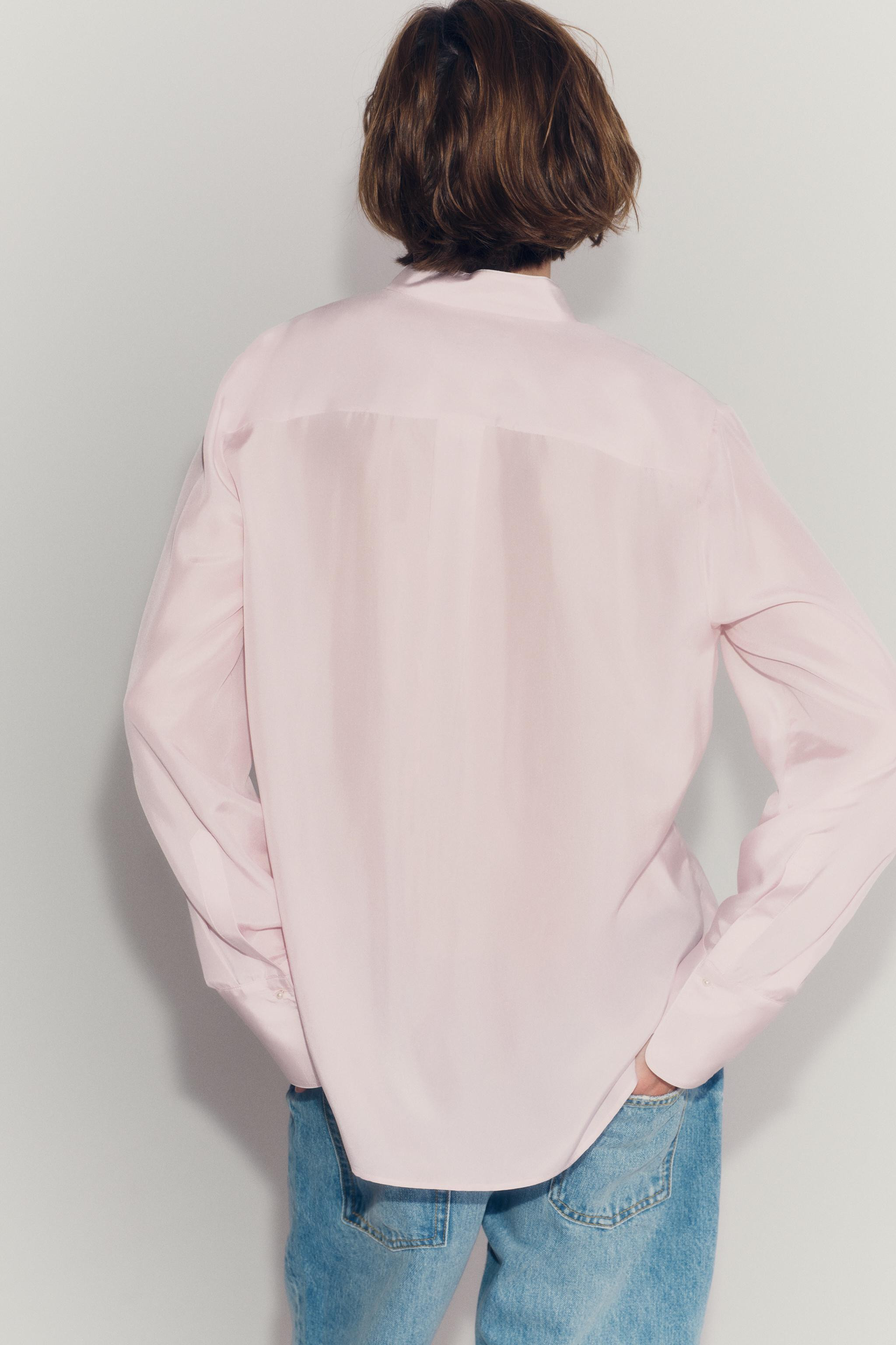 CONTRASTING SILK ZW COLLECTION SHIRT | Zara US