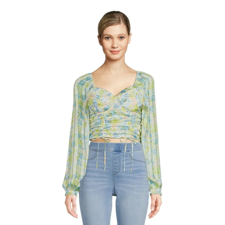 Madden NYC Junior's Ruched Front Top with Sheering & Bra Cup | Walmart (US)