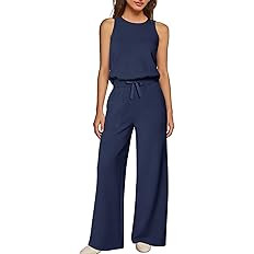 Yanekop Womens Wide Leg Jumpsuits Sleeveless Summer Jumpsuit Vacation Travel One Piece Outfits Ca... | Amazon (US)