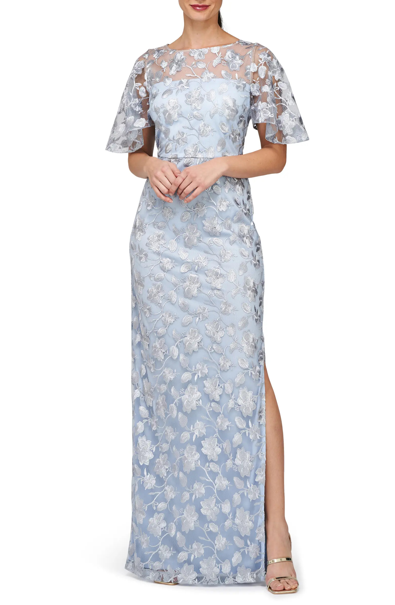 JS Collections Brooke Floral Embroidered Column Gown | Nordstrom | Nordstrom