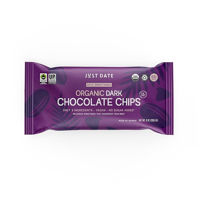 Just Date Organic Date Sweetened Dark Chocolate Chips / 65% Cacao / Vegan / No Sugar Added / Only... | Amazon (US)