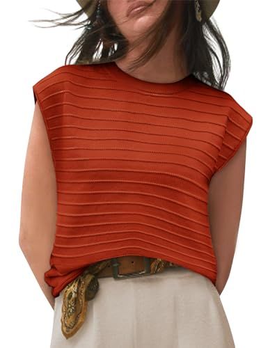 BZB Women's Sweater Vest Casual Cap Sleeve Tops Sleeveless Knit Pullover Tank Tops Spring Clothes | Amazon (US)