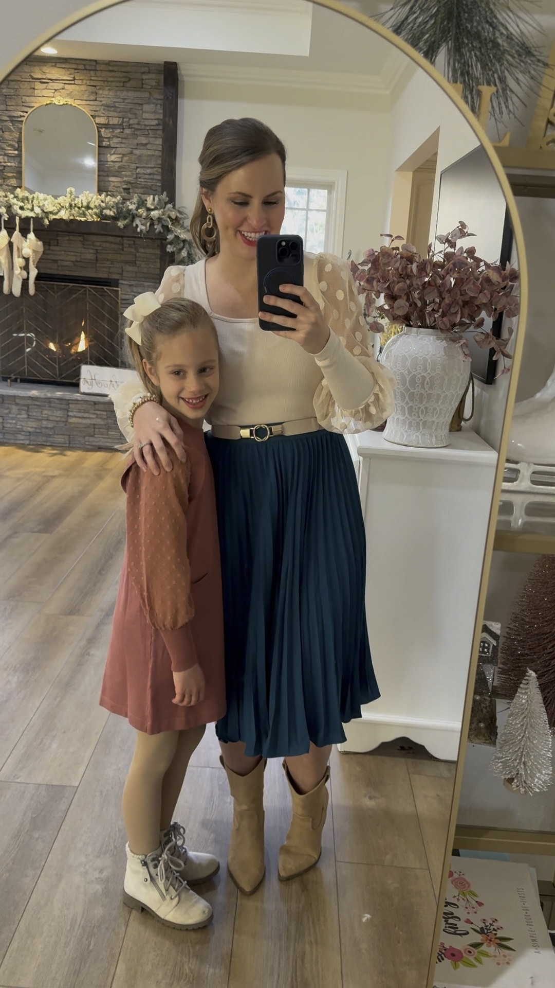 Mother daughter outfits we wore to the nutcracker! A Christmas tradition! Love this little girls sweater dress. Such great quality. Wearing a size M in this pleated maxi skirt and long sleeve bodysuit! 

Great festive holiday party look. Church outfit, winter outfit, kids clothes, long maxi skirt 

#LTKKids #LTKFamily #LTKCyberWeek