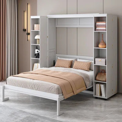 Queen Murphy Bed Wall Bed With Storage Doors | Wayfair North America