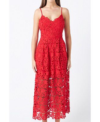 endless rose Women's Lace Cami Midi Dress - Macy's | Macy's