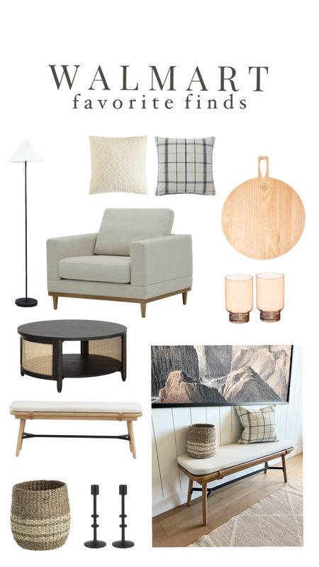 This bench 😍
Favorite finds at @walmart! I’m loving some of these staple decor pieces & affordable furniture!! Pillows under $15, those beautiful glasses for under $2.50 & that black/cain coffee table! So many great finds!

#walmarthome #homedecor #walmartpartner #walmartfinds #pillows #bench 

#LTKhome #LTKHoliday #LTKSeasonal